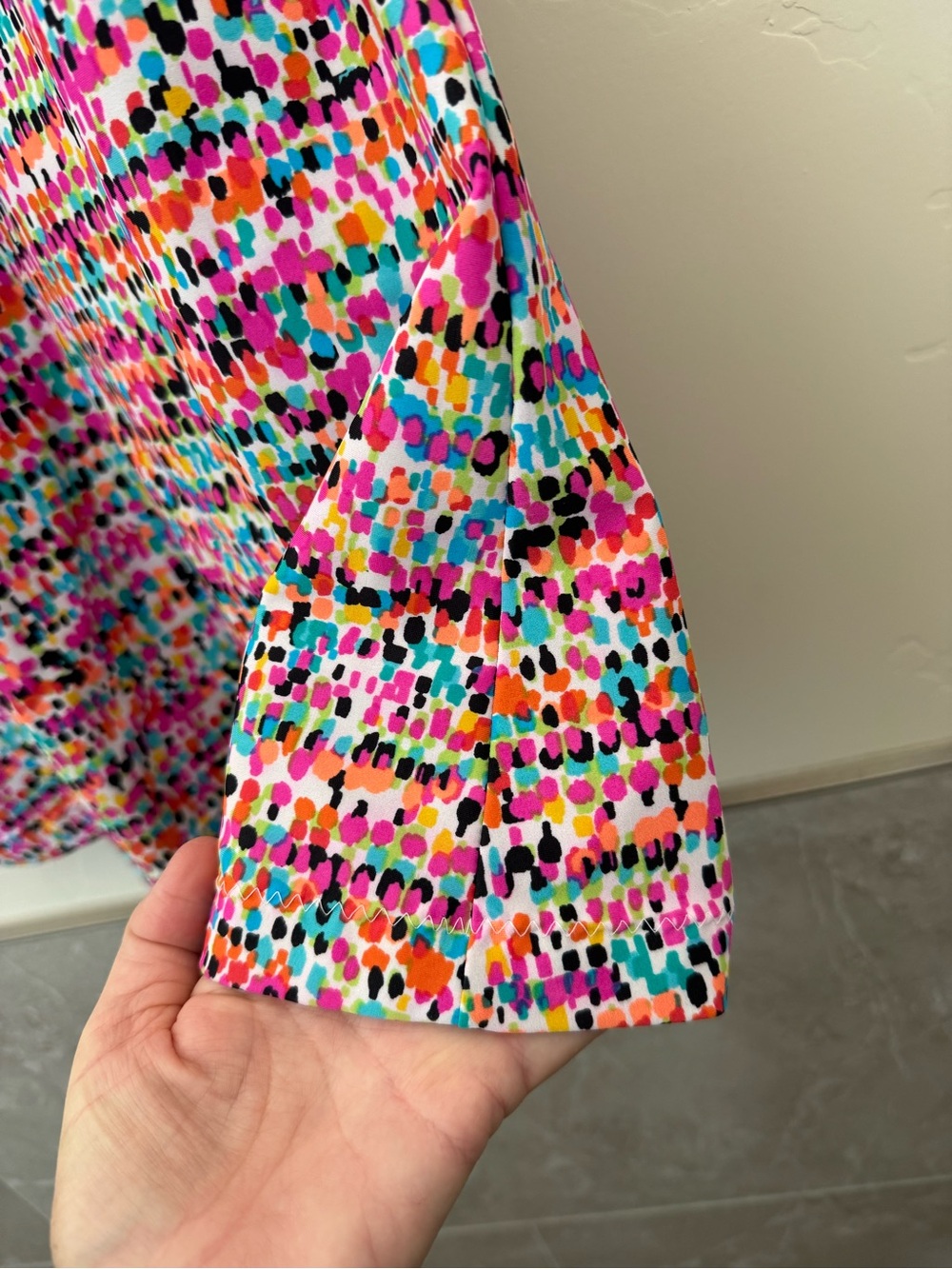 Lacy Dot Design Dress Pink Multicolor Dot Tank Dress with Blue Trim Size Med VGC - Picture 3 of 9